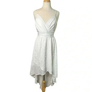 NWT lulus white tie waist v neck summer dress size XL sundress high low draped